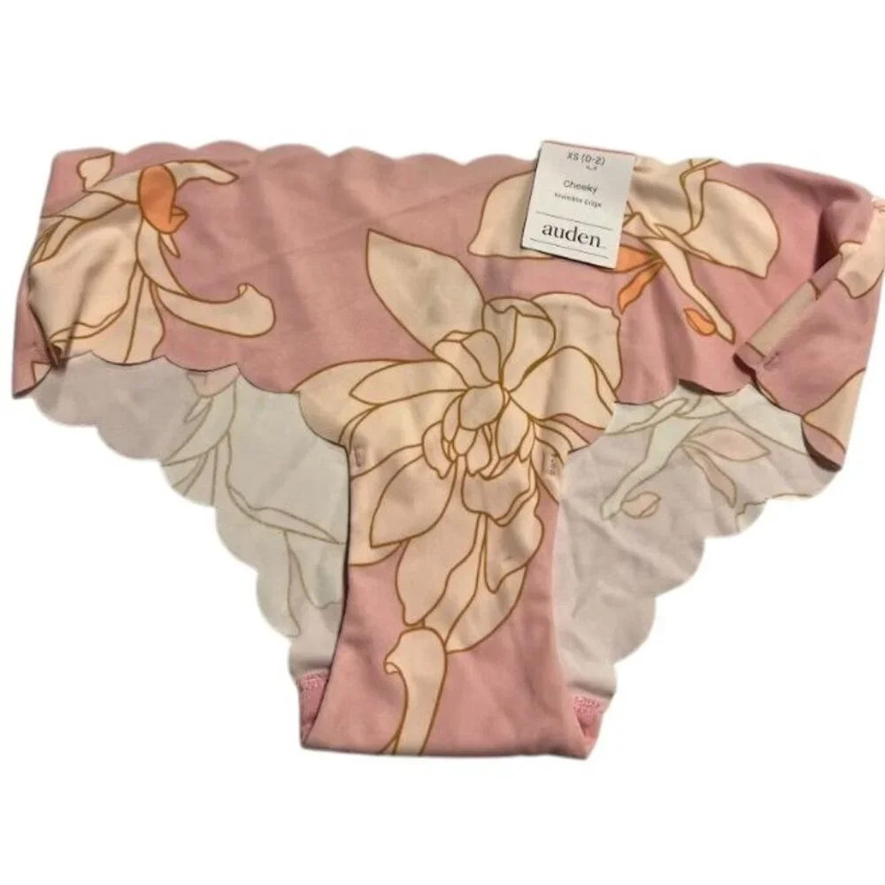 Auden Womens Floral Print Micro Hipster Underwear Clay Pink XS